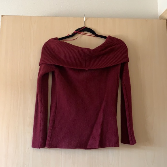 Love By Design Burgundy Off Shoulder Sweater - Picture 2 of 4